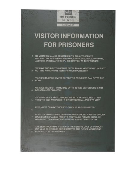 Prison Sign Visitors Information For Prisoners 